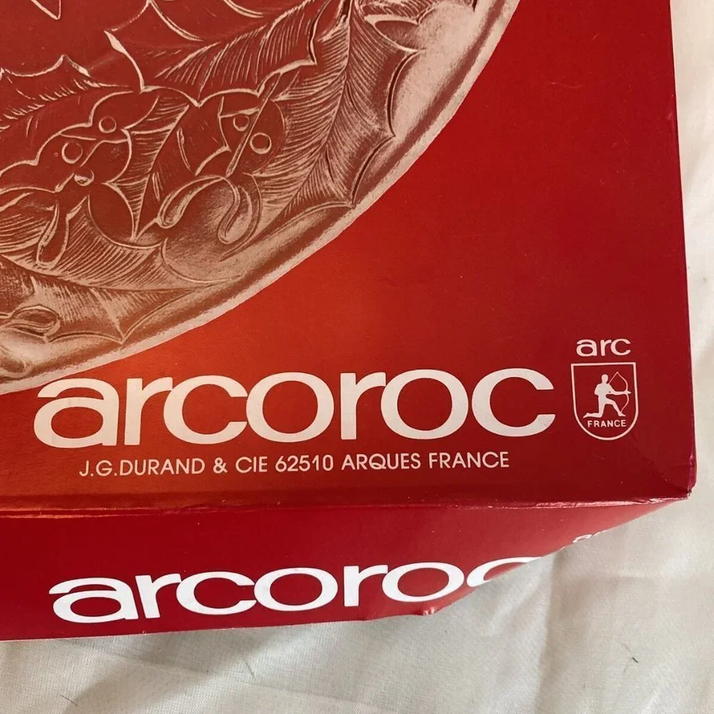 VTG 80s Arcoroc France Glass Holiday Plate 13
